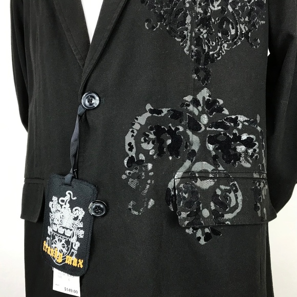 Franky Max Black Studded Grunge Blazer Jacket XL - Picture 3 of 6